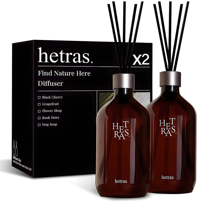 헤트라스 프리미엄 대용량 디퓨저, 블랙체리, 500ml, 2개