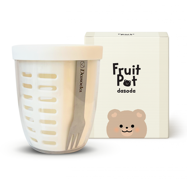 다소다 후르츠팟 과일 도시락통 보관용기 샐러드 컵 프루팟, 1개, 크림