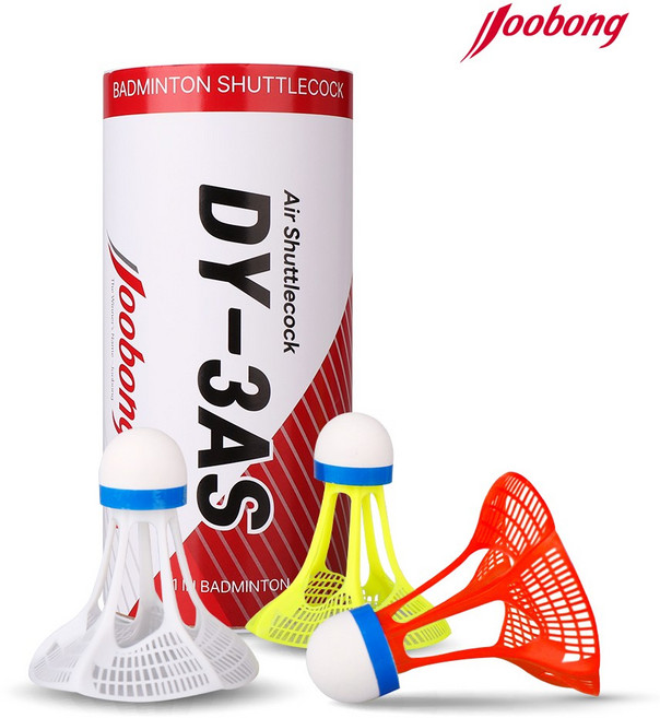 주봉 나일론 에어 셔틀콕 3종 세트, 화이트, 라임, 레드, 3개입, 1세트