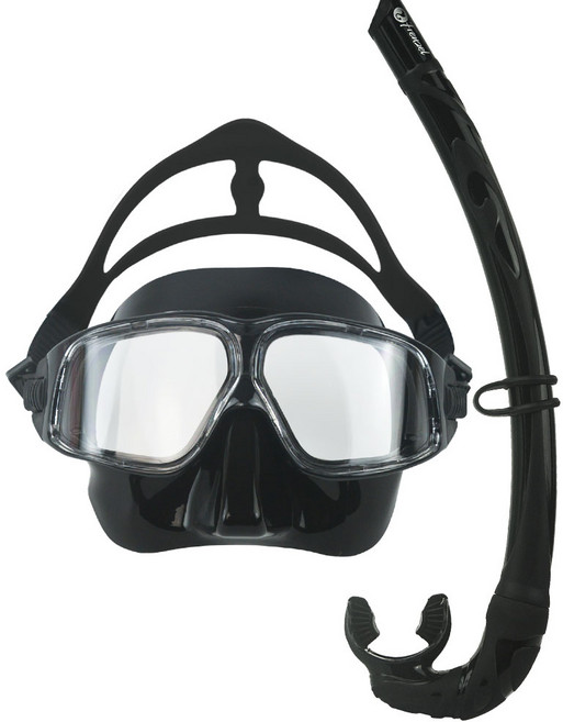 프렌젤 프리다이빙 마스크스노클 세트, FZM01 마카롱 블랙세트