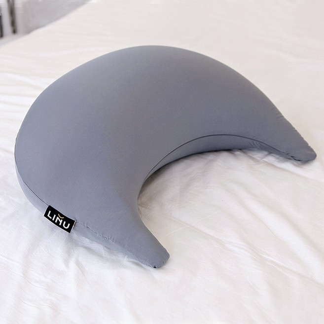 LINU 리누 반달 침대 쇼파 베개 뉴문쿠션, 그레이