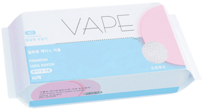 VAPE 일회용 페이스 타올 순면 각티슈 도트형 엠보싱타입 60매입, 1개