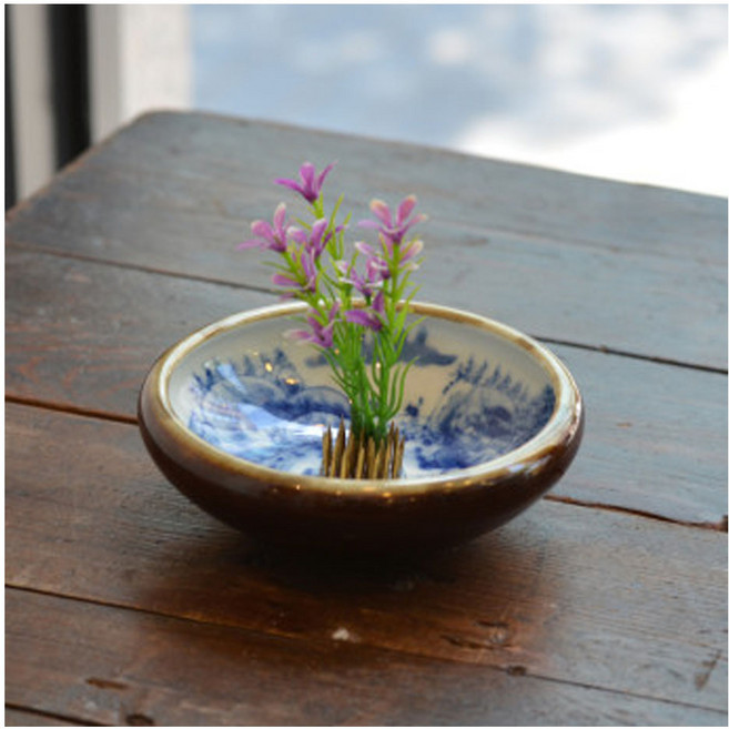 화병 화기 다식접시 - 경덕진 산수그림다식기