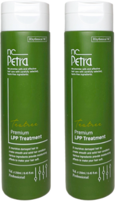 (최신제조) NC 페트라 엔씨페트라 프리미엄 티트리 LPP 엘피피 트리트먼트 미용실 전문가용 손상 염색모 전용 두피 청량감, 250ml, 2개
