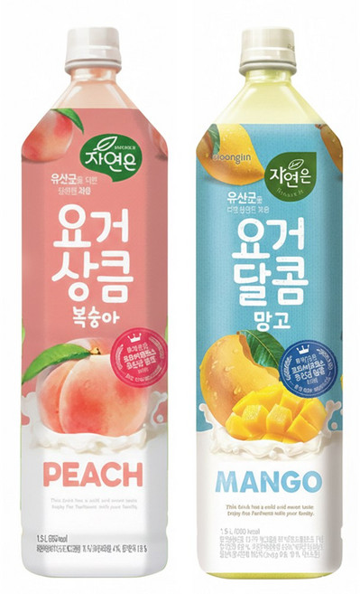 웅진 요거상큼 복숭아+요거달콤 망고 각 6개씩, 12개, 1.5L