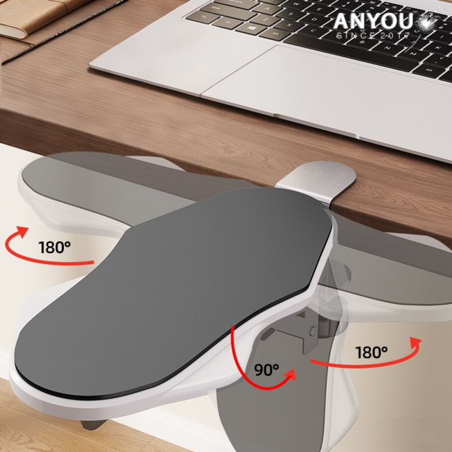 컴퓨터 손목 받침대 팔꿈치 지지대 회전 가능한 접식 키보드 거치대 비교통 나사 없음, (화이트)상하 90° 접이 + 좌우 180° 회전, 1개