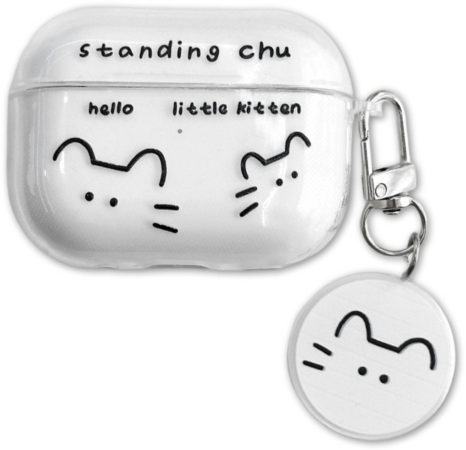 영스피플 미니 고양이 투명 에어팟 케이스 1 2 4 프로3 귀여운 심플 클리어 TPU 젤리, 단일, 1개, 에어팟1/2