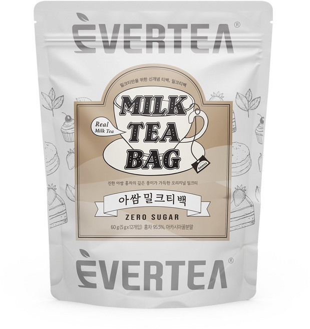 에버티 제로슈가 진한밀크티 아쌈 밀크티백, 1개, 12개입, 5g