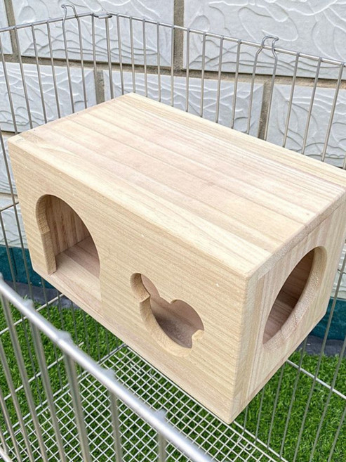 애완동물 나무 둥지 집 친칠라 햄스터 토끼 기니피그 은신처 실내외 사용 가능한 견고한 나무 케이지 하우스 소형 애완동물용 자연 친화적 디자인 돋보이는 편안한 쉘터, 작은 창고용 뚜껑 20x12x12, 2XL