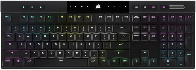 코르세어 K100 AIR 무선 RGB 기계식 게이밍 키보드 - 초슬림 1ms 이하 슬립스트림 저지연 블루투스 체리 MX 울트라 로우 프로파일 키스위치 북미 레이아웃 QWERTY, K100 AIR WIRELESS_CHERRY MX Ul, 1개