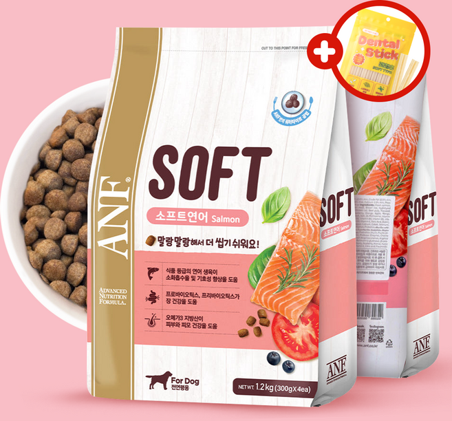 ANF SOFT 소프트 연어 강아지 반습식 노령견 사료, 1개, 1.2kg
