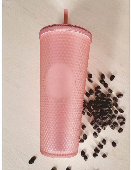 스타벅스 발렌타인 소프트 터치 핑크 빨대 콜드컵 710ml