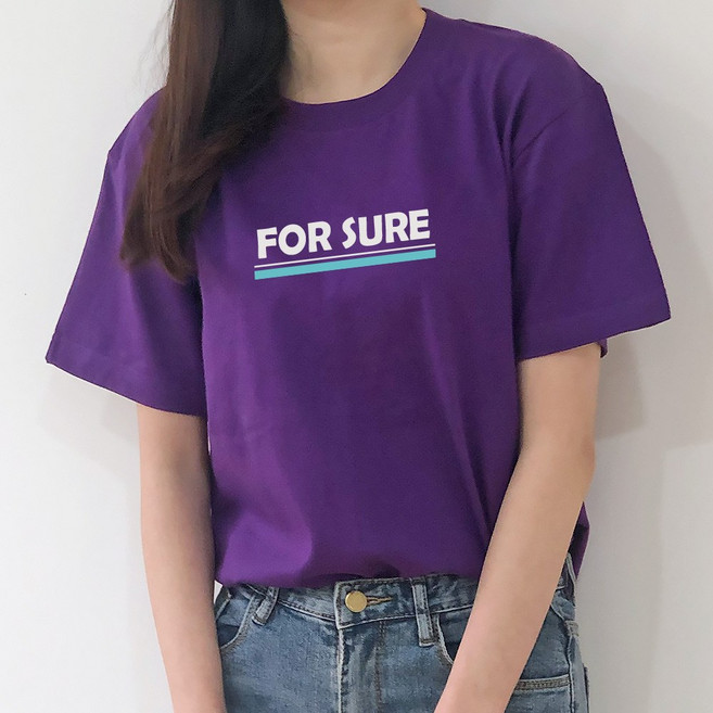 험블스튜디오 레트로 감성 여자 레터링 반팔티 퍼플 반팔 티셔츠