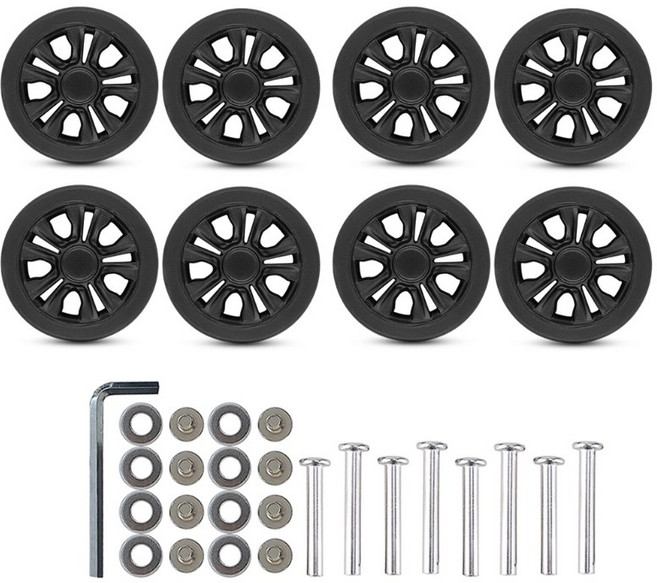 8pcs 범용 수하물 휠 55x11mm 여행 가방 교체 이중 휠 수리
