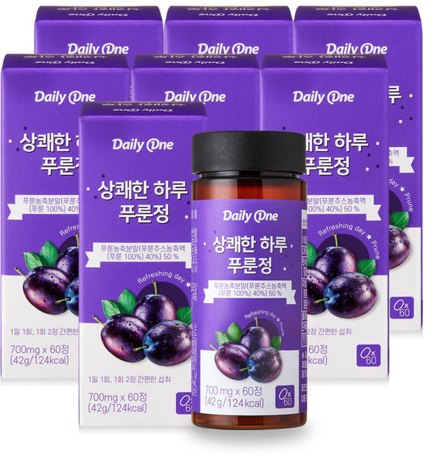 데일리원 상쾌한 하루 푸룬 정 식이섬유 700mg, 60정, 7개