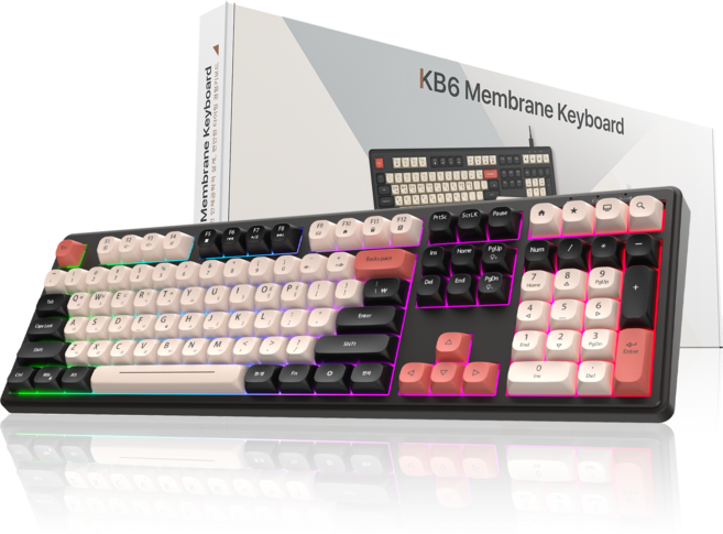 OMIIYA 키보드 유선 108키 풀배열 멤브레인 저소음 사무용, KB6, 블랙