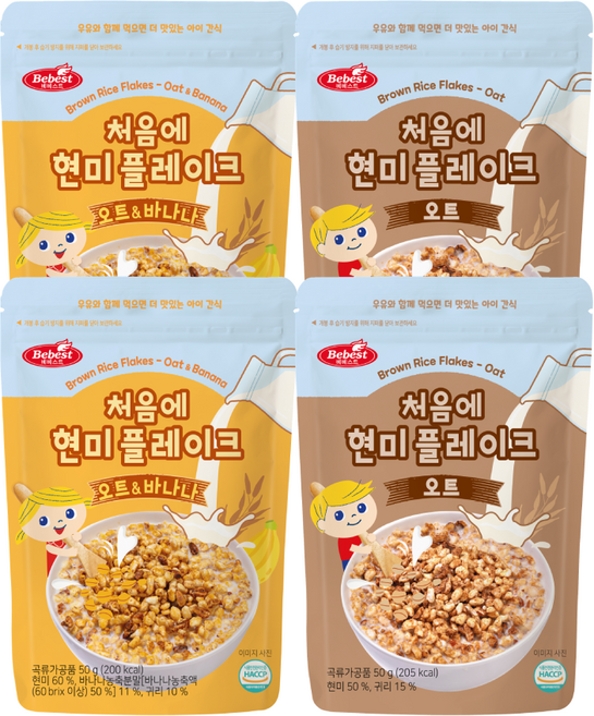 베베스트 처음에 현미 플레이크 2종 4개 (오트 2개 + 오트&바나나 2개), 1개