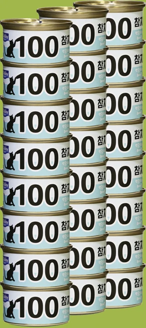 테비토퍼 100 참치 고양이 간식캔, 백참치와 헤어볼, 24개, 80g - 쿠팡