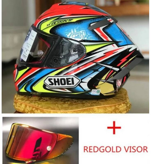 오토바이 헬멧 바이크 라이더 스쿠터 하이바 SHOEI X Fourteen 전체 얼굴 X14 레드 Kato Daijiro TC-1 Motocross 레이싱 타기 [호환], L, 7 helmet