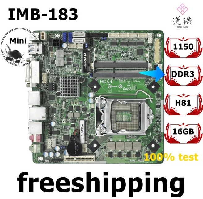 ASROCK IMB 183 HDMI 메인보드 H81 테스트됨 완전 작동 VGA LVDS 마더보드용 MINI 16GB DVI DDR3 1150 ITX