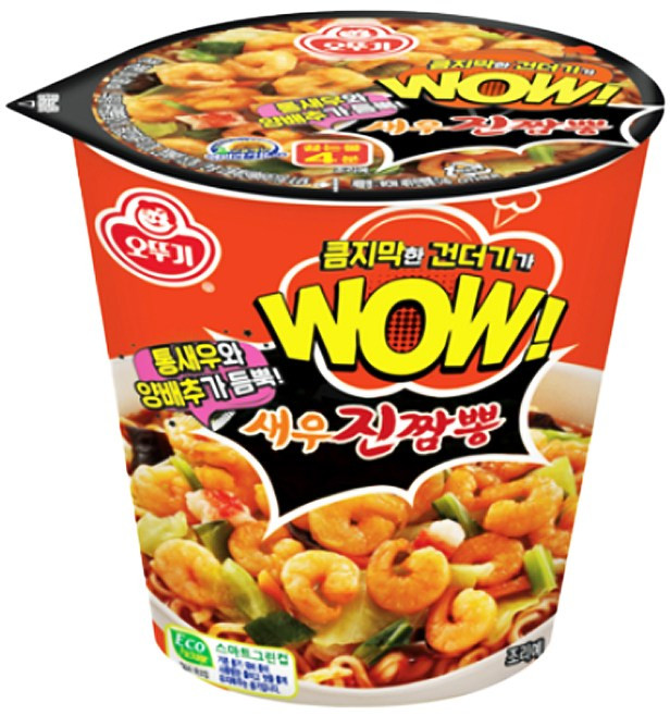 신상라면 오뚜기 WOW 새우 진짬뽕 컵 80g, 4개