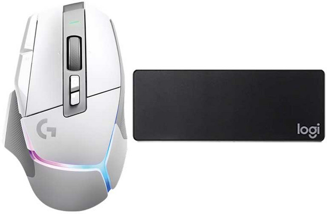 로지텍 G502 X 플러스 라이트스피드 무선 RGB 게이밍 마우스 + 마우스 장패드, 화이트, 블랙, G502 X Plus