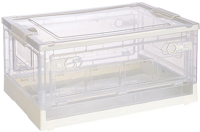 소하임 오픈형 접이식 리빙박스 투명, 화이트-L, 1개