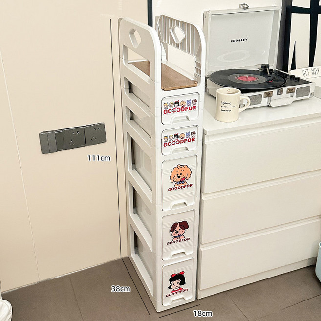 틈새수납장 슬림 이동식 트롤리 기저귀 정리함 화장실 욕실 틈새장 3단 4단 5단, 화이트