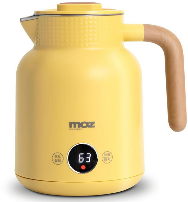 모즈스웨덴 온도표시 전기티포트 무선 커피포트기 보온 온도조절 분유 스텐 1L MC-1500 설정온도유지, MC-1500DY(딥옐로우)
