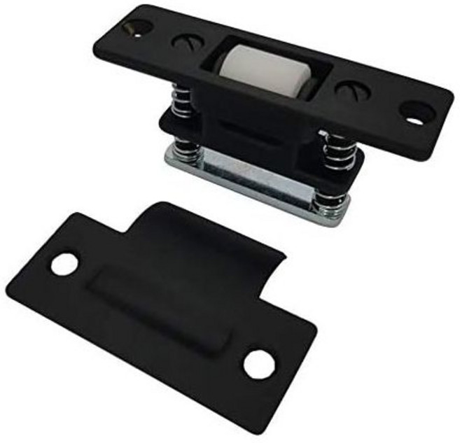 QCAA 헤비 듀티 솔리드 황동 조절식 무소음 롤러 캐치 매트 블랙 1팩, 1 Pack, Matte Black, 1개