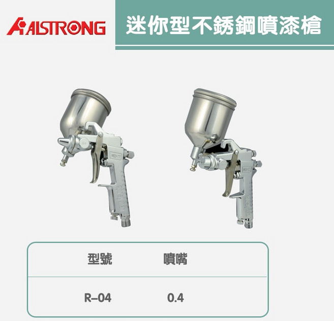 迷你型不鏽鋼噴漆槍 R-04/G-08/G-13/S-13/S-20/FL/G-3/FL/G-15, 1個, 迷你不鏽鋼噴漆槍R-04