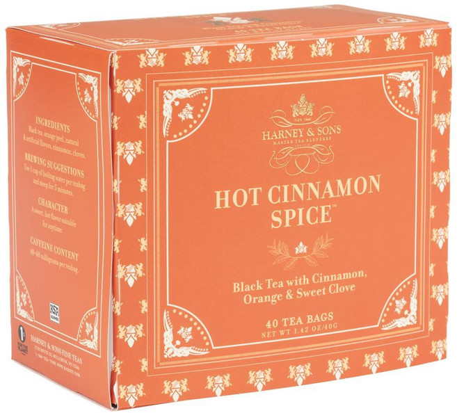 Harney & Sons 핫 시나몬 스파이스 티 티백 박스 40개, 1g, 1개, 16개입