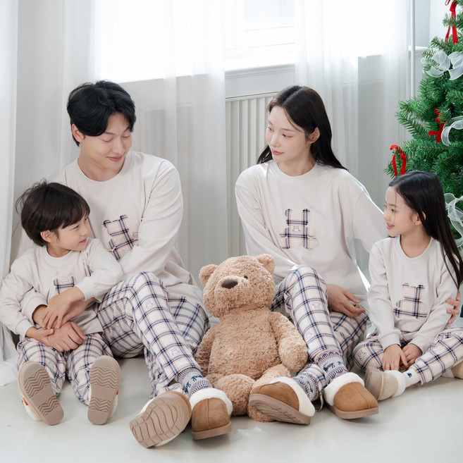 투위 자수 양면기모 가족잠옷SET 커플잠옷