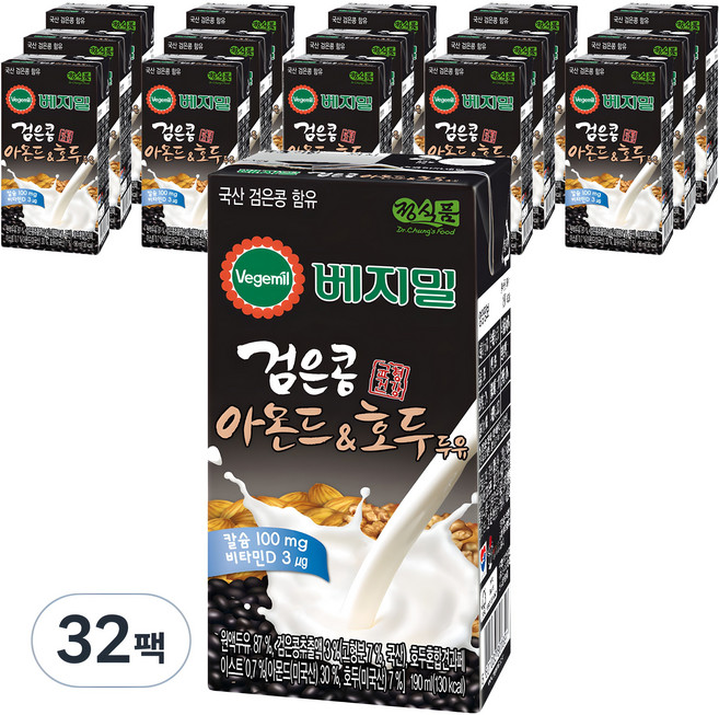 베지밀 검은콩 아몬드 앤 호두 두유, 190ml, 32개
