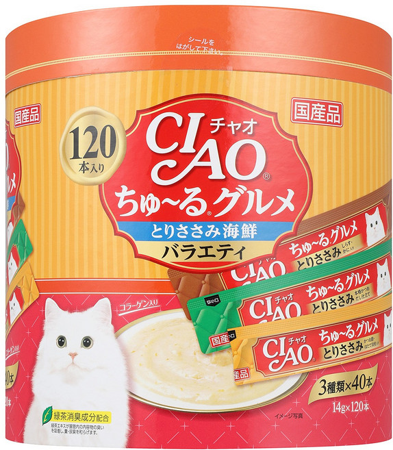 이나바 챠오츄르 대용량 120P 고양이간식, SC-213 닭가슴살&해산물 버라이어티, 1.68kg, 1개