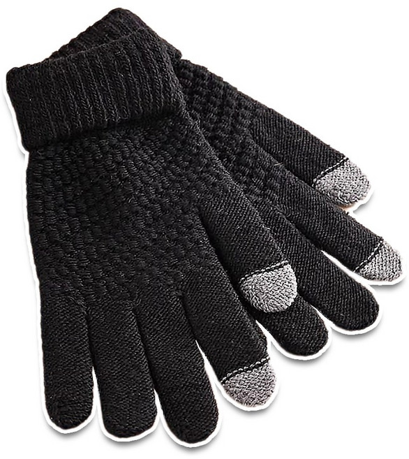 남여공용 파인애플 니트장갑 스마트폰터치 방한 기모털장갑 JUN팩토리, 블랙, 1개