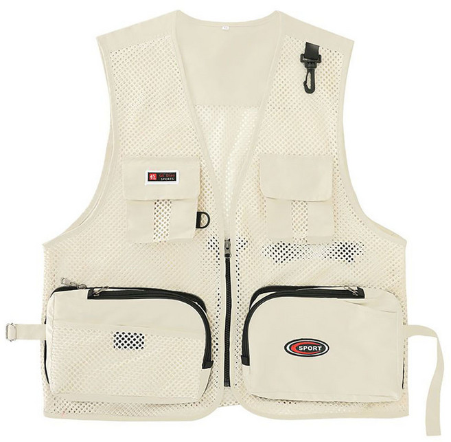 ROYALBELLE 남여공용 캐주얼 멀티 베스트 메쉬 낚시 등산 조끼 망사 촬영 베스트 아웃도어 포켓 조끼 V52803