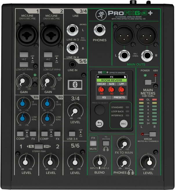 Mackie ProFX6v3 Plus 六軌混音器, ProFX6v3+Pius版+線材