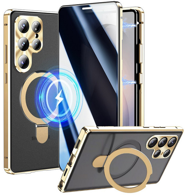 디상커 갤럭시 S26 울트라 사생활보호 맥세이프 양면 강화유리 풀커버 하드 범퍼 마그네틱 자동흡착 거치대 케이스