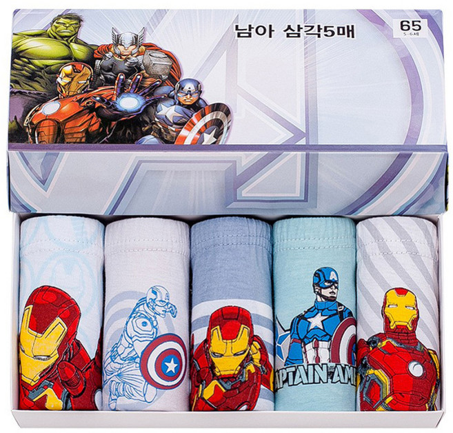 쫑여시 마블 MARVEL 남아삼각팬티 5종세트