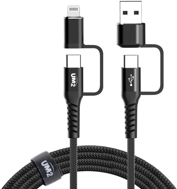 USB 라이트닝 8핀 C TO C 타입 4in1멀티 고속충전 케이블 아이폰14 Z플립4 S23, 1.2m, 단품, 1개