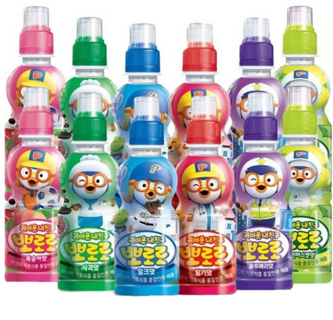 뽀로로 어린이음료 선물 세트 A세트 밀크2 복숭아2 딸기2 사과2 블루베리2 샤인머스캣2개, 235ml, 1세트