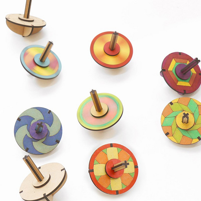 퍼니스쿨 민화도안 나무팽이만들기 전통놀이 팽이놀이, 1세트, 4. 착시B