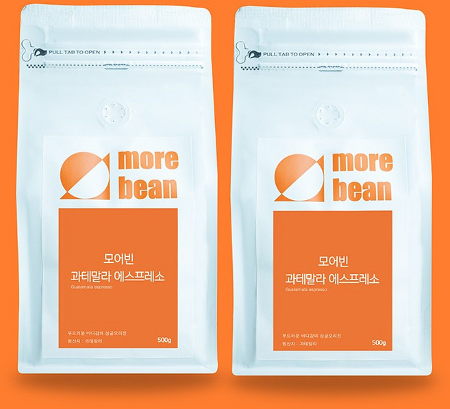 [1+1] 모어빈 진한 과테말라 커피원두 (1kg), 2개, 500g, 모카포트