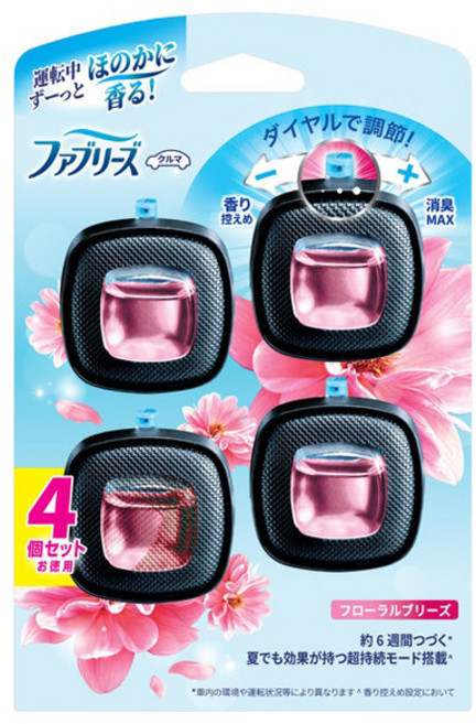 febreze 風倍清 Easy Clip車用消臭芳香劑 2.5ml 4個入, Floral Breeze, 1組