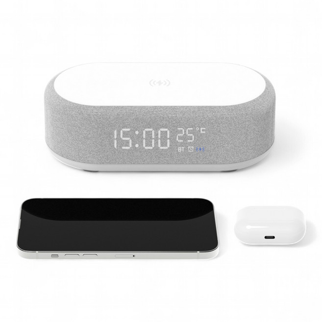 아이폰 SE/SE2/SE3/미니 고속 무선 충전 블루투스 스피커 알람 시계 무드등 온도계