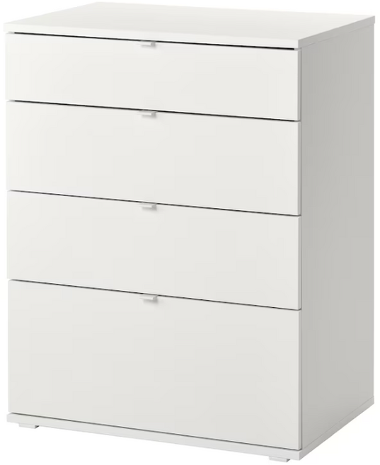 이케아 비할스 4칸서랍장 화이트 고정 잠금해제 기능 70x47x90cm 804.832.40