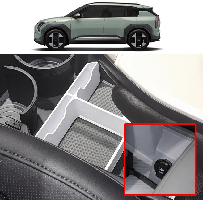 핏콘 EV3 하단 콘솔 트레이 정리 수납함, 12V 소켓 O, 2. 화이트