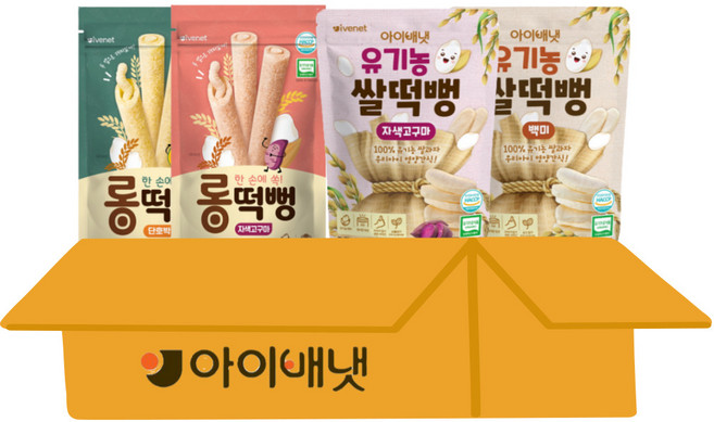 아이배냇 산양유아식 롱떡뻥 자색고구마 1개+ 단호박 1개 + 쌀떡뻥 백미 1개+자색고구마1개, 1개
