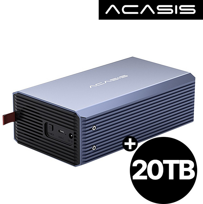 아카시스 ACASIS EC-7352 RAID 2베이 외장스토리지 DAS 외장하드 케이스 대용량 HDD 저장장치 [HDD 미포함 용량 합본], 1개, EC-7352+아이언 울프 20TB(10Tx2개)